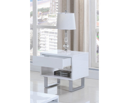 Coaster - 1-Drawer End Table in High Glossy White