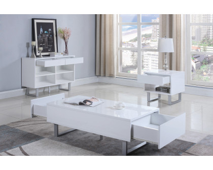 Coaster - 1-Drawer End Table in High Glossy White