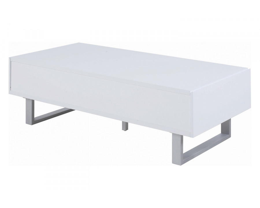 Coaster - 2-Drawer Coffee Table in High Glossy White