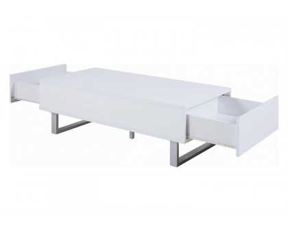 Coaster - 2-Drawer Coffee Table in High Glossy White