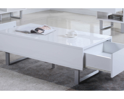 Coaster - 2-Drawer Coffee Table in High Glossy White