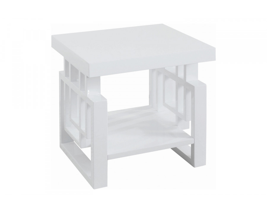 Coaster - Rectangular End Table in High Glossy White