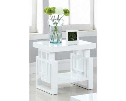 Coaster - Rectangular End Table in High Glossy White