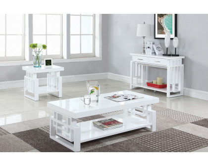 Coaster - Rectangular End Table in High Glossy White