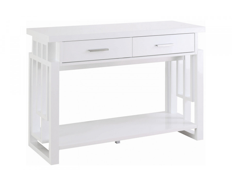 Coaster - Rectangular 2-Drawer Sofa Table in High Glossy White