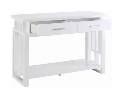 Coaster - Rectangular 2-Drawer Sofa Table in High Glossy White