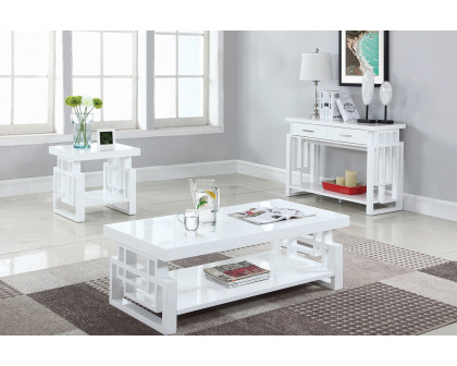 Coaster - Rectangular 2-Drawer Sofa Table in High Glossy White