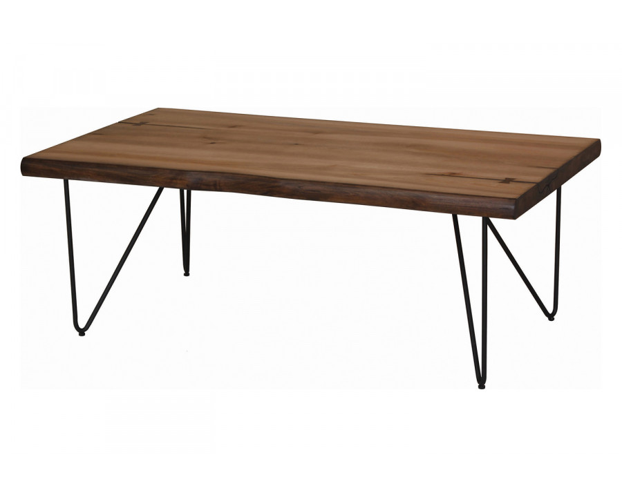 Coaster - Coffee Table With Hairpin Legs in Natural Honey/Gunmetal