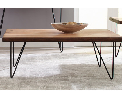 Coaster - Coffee Table With Hairpin Legs in Natural Honey/Gunmetal