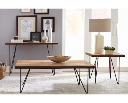 Coaster - Coffee Table With Hairpin Legs in Natural Honey/Gunmetal