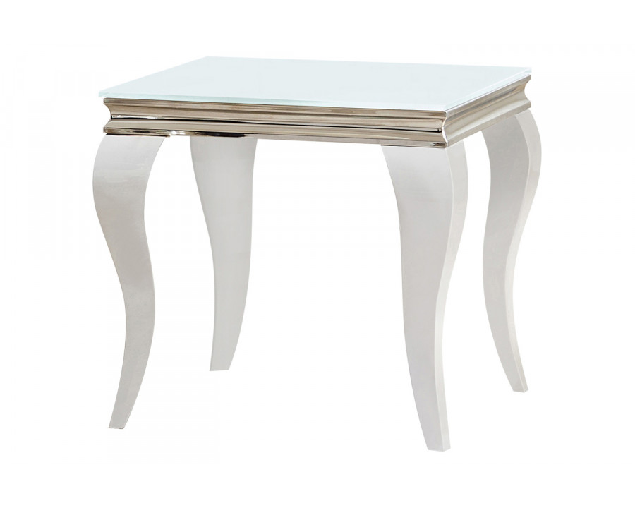 Coaster - Delilah Square End Table in White/Chrome