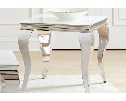 Coaster - Delilah Square End Table in White/Chrome