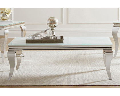 Coaster - Delilah Rectangle Coffee Table in White/Chrome