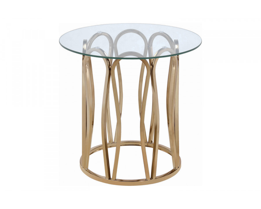 Coaster - Round End Table in Chocolate Chrome/Clear