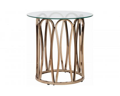 Coaster - Round End Table in Chocolate Chrome/Clear