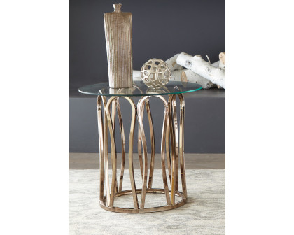 Coaster - Round End Table in Chocolate Chrome/Clear