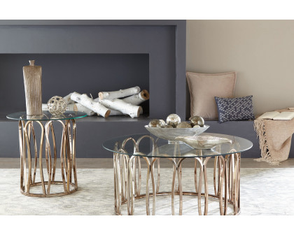 Coaster - Round End Table in Chocolate Chrome/Clear