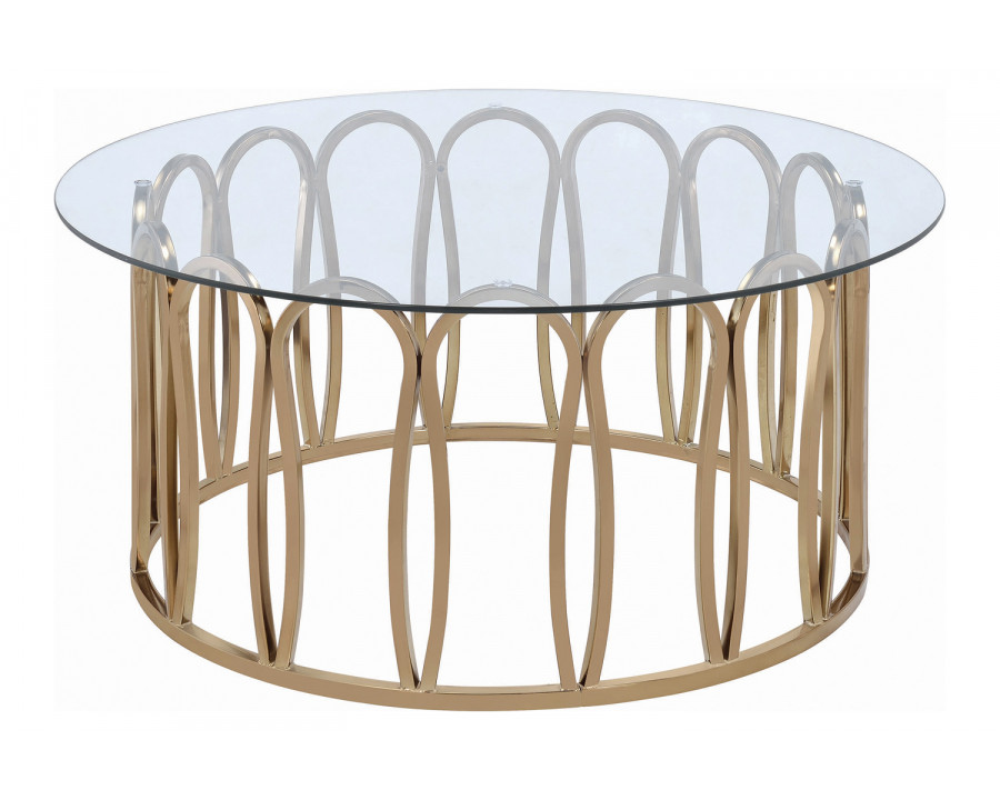 Coaster - Round Coffee Table in Chocolate Chrome/Clear