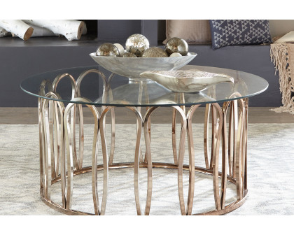 Coaster - Round Coffee Table in Chocolate Chrome/Clear