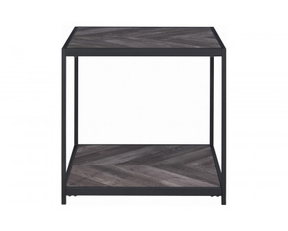 Coaster - Beckley Chevron End Table in Rustic Gray Herringbone