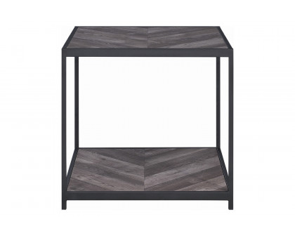 Coaster - Beckley Chevron End Table in Rustic Gray Herringbone