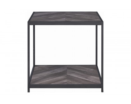 Coaster - Beckley Chevron End Table in Rustic Gray Herringbone