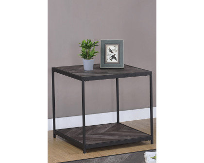 Coaster - Beckley Chevron End Table in Rustic Gray Herringbone