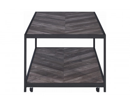 Coaster - Beckley Chevron Coffee Table in Rustic Gray Herringbone