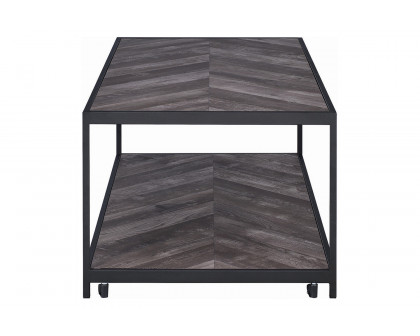 Coaster - Beckley Chevron Coffee Table in Rustic Gray Herringbone