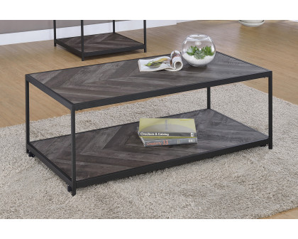 Coaster - Beckley Chevron Coffee Table in Rustic Gray Herringbone