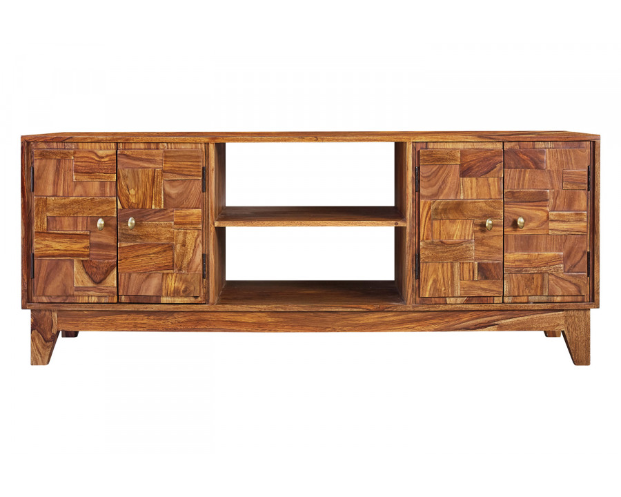 Coaster - 4-Door TV Console in Natural Sheesham