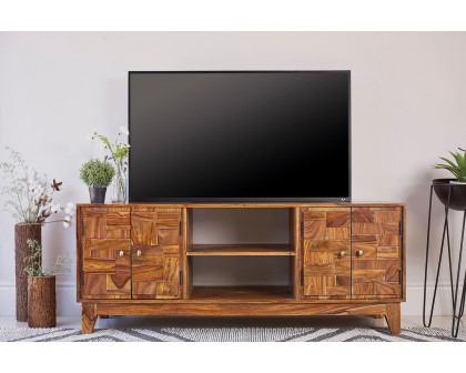 Coaster - 4-Door TV Console in Natural Sheesham