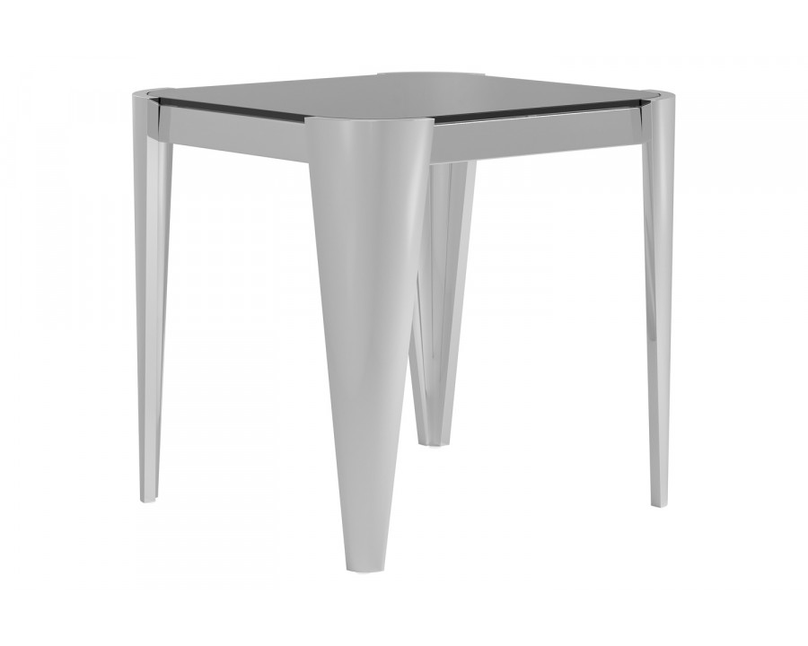 Coaster - Square Glass Top End Table in Silver/Gray