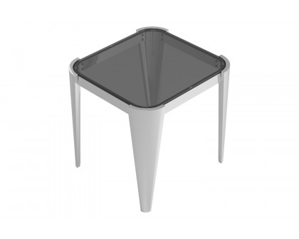 Coaster - Square Glass Top End Table in Silver/Gray