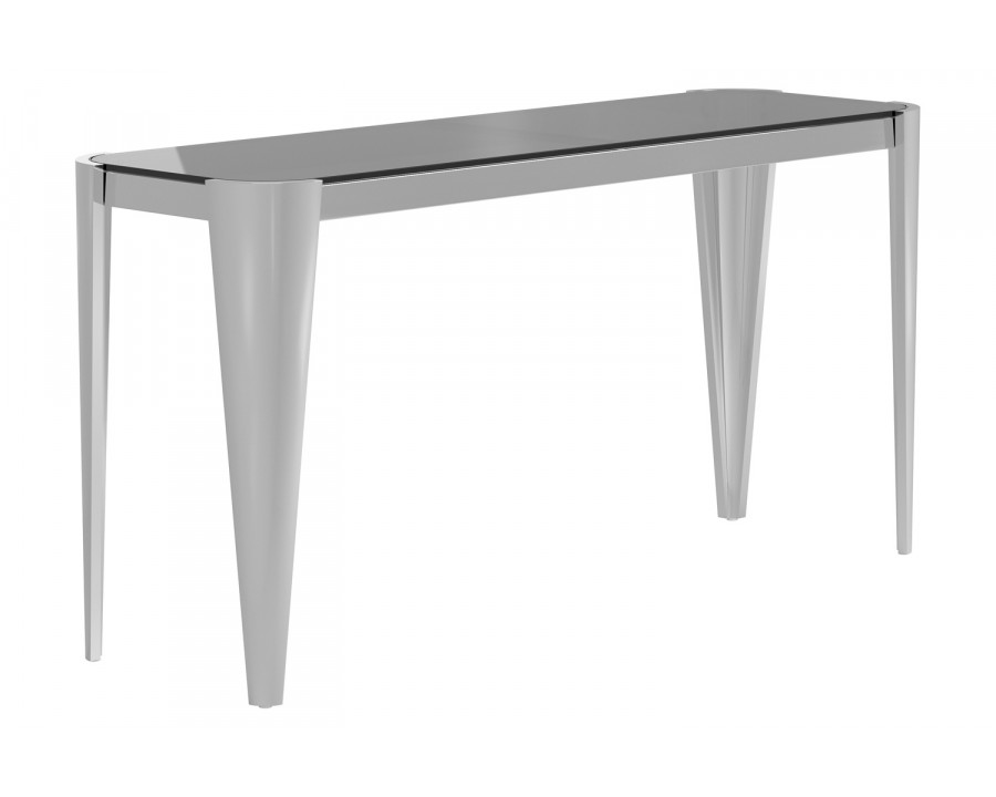 Coaster - Rectangle Glass Top Sofa Table in Silver/Gray