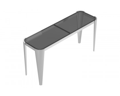 Coaster - Rectangle Glass Top Sofa Table in Silver/Gray