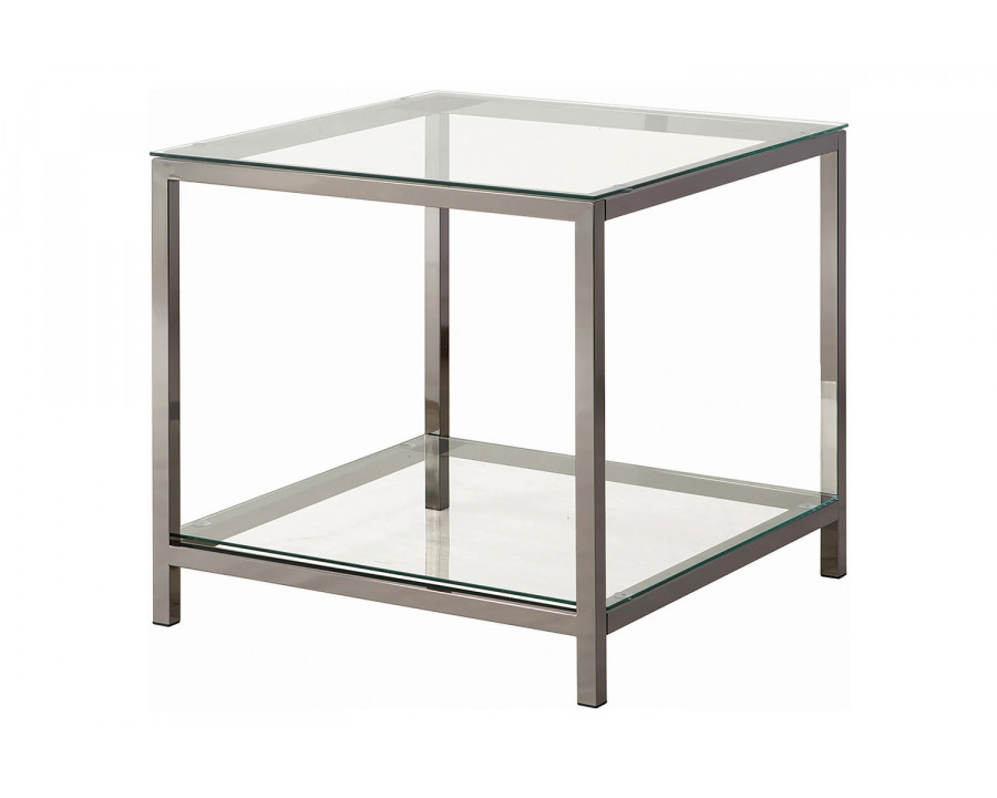 Coaster - Ontario End Table With Glass Shelf in Black Nickel