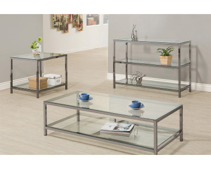 Coaster - Ontario End Table With Glass Shelf in Black Nickel