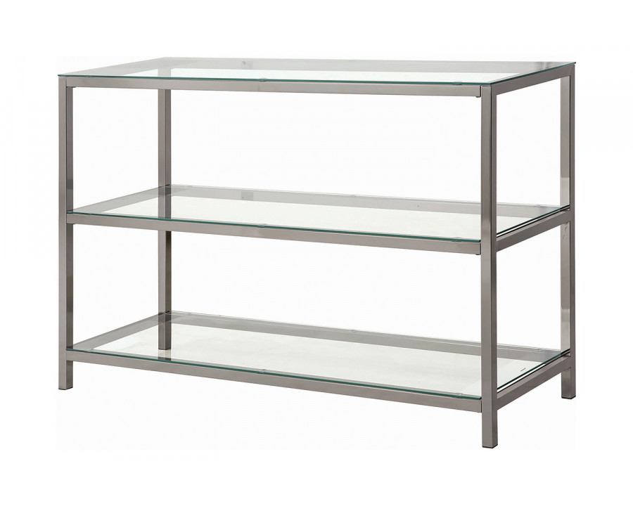 Coaster - Ontario Sofa Table With Glass Shelf in Black Nickel