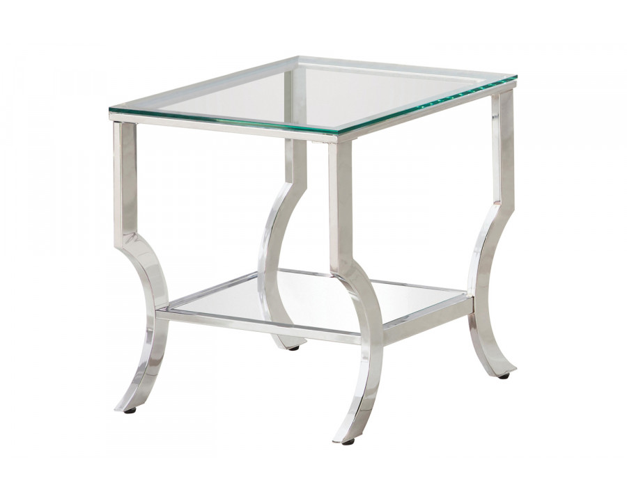 Coaster - Square End Table With Mirrored Shelf in Chrome