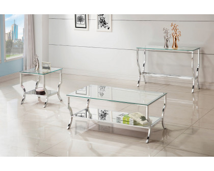 Coaster - Square End Table With Mirrored Shelf in Chrome