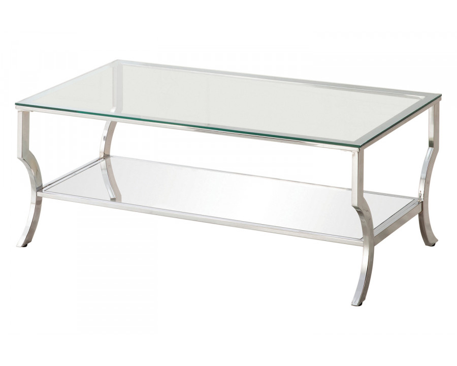 Coaster - Rectangular Coffee Table With Mirrored Shelf in Chrome