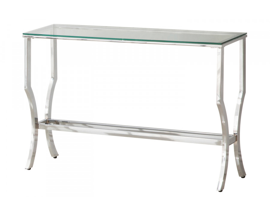 Coaster - Rectangular Sofa Table With Mirrored Shelf in Chrome