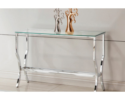 Coaster - Rectangular Sofa Table With Mirrored Shelf in Chrome