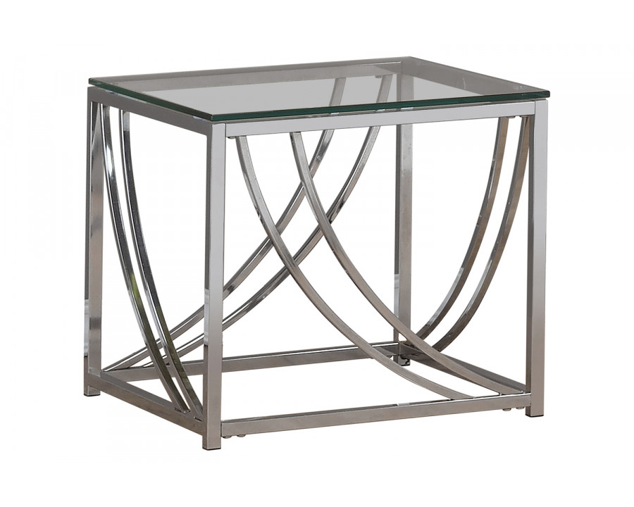 Coaster - Glass Top Square End Table Accents in Chrome