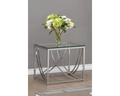 Coaster - Glass Top Square End Table Accents in Chrome