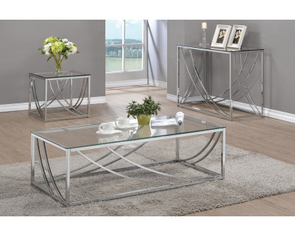 Coaster - Glass Top Square End Table Accents in Chrome