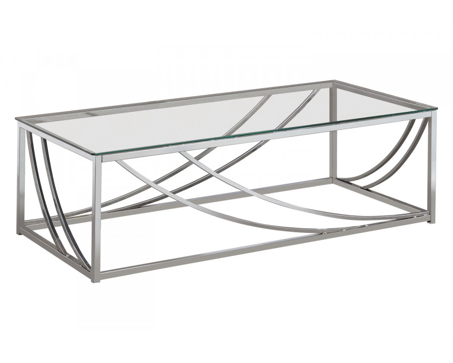 Coaster - Glass Top Rectangular Coffee Table Accents in Chrome