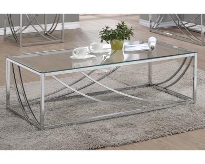 Coaster - Glass Top Rectangular Coffee Table Accents in Chrome