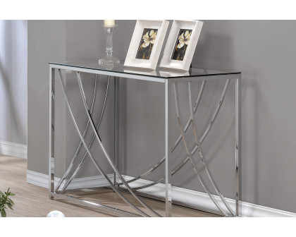 Coaster - Glass Top Rectangular Sofa Table Accents in Chrome